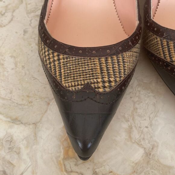 NWOT J. Crew Leather & Textile Pointer Toe Kitten Heel Pumps - Picture 7 of 15